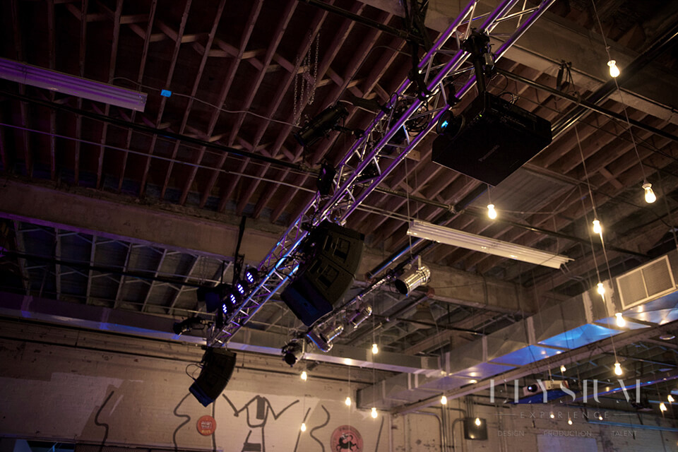 Elysium Experience Truss Lighting and Monitor Mounts